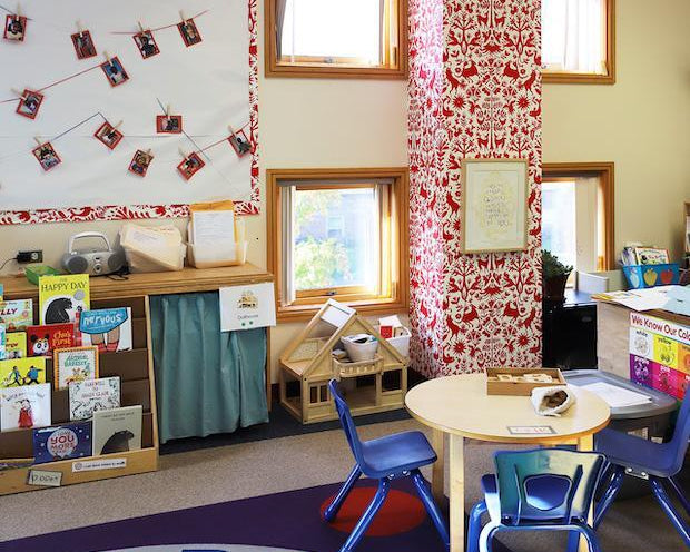 Pattern Players: teacher Kristin Klarkowski | pattern in the classroom | Otomi Red wallpaper | Emily Isabella | Hygge & West
