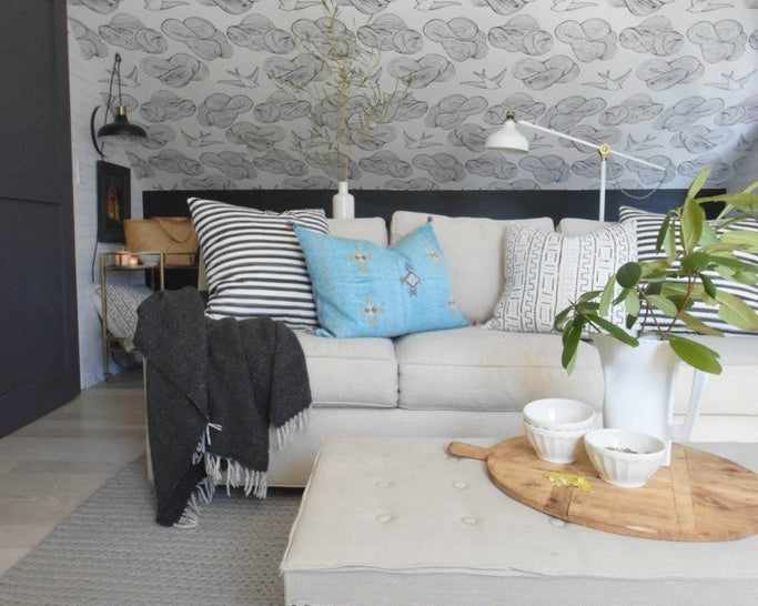 This Dormer Ceiling Pops with Bold, Graphic Pattern