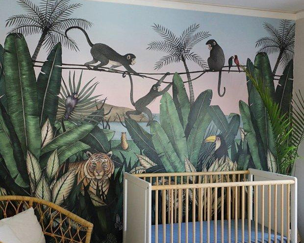 Nursery Before & After | Bengal Sunrise mural | Allira Tee | Hygge & West