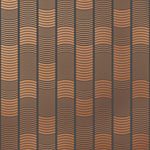 Wallpaper with undulating copper lines that form rhythmic columns on a dark gray background | Schoolhouse + Hygge & West