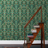 Drawing inspiration from the iconic Emerald City in Wicked, this wallpaper features a mesmerizing blend of deep greens and golds, evoking a sense of magical grandeur. The intricate geometric design mixed with hot air balloons and flying monkeys brings the enchantment of the city into your home.