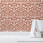 Folklore  features animals and flowers in a mirroring pattern designed by Emily Isabella for Hygge & West. Before and after.