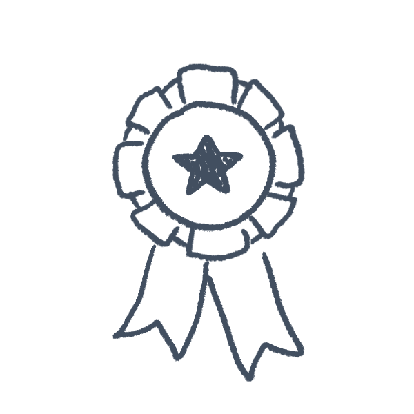 Illustration of an award ribbon with a star in the center.