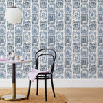 Je T'aime Paris (Parchment) wallpaper featuring illustrations of Paris landmarks | Before and After | Nathalie Lete + Hygge & West