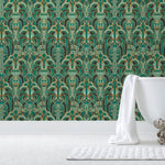 Before and After: Drawing inspiration from the iconic Emerald City in Wicked, this wallpaper features a mesmerizing blend of deep greens and golds, evoking a sense of magical grandeur. The intricate geometric design mixed with hot air balloons and flying monkeys brings the enchantment of the city into your home.