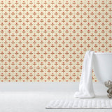 Zinnia Wallpaper mixes a geometric layout with the soft details of the zinnia flower. Before and after.