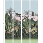 Bengal Sunrise wallpaper mural with Tigers and Monkeys inspired by The Jungle Book