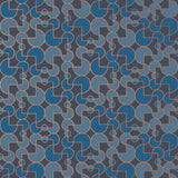 Arcade (Navy) wallpaper features modern, geometric lines and shapes in shades of blue