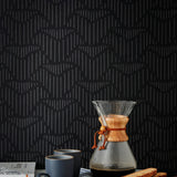 Palma (Ebony) featuring a soft black background with gray geometric pattern