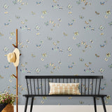 Butterflies (Mist) featuring blue, cream and lavendar butterflies on a dusty gray blue background | Nathalie Lete + Hygge & West