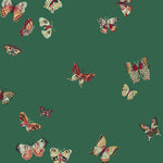 Butterflies (Malachite) featuring red, sage and yellow butterflies on a green background | Nathalie Lete + Hygge & West